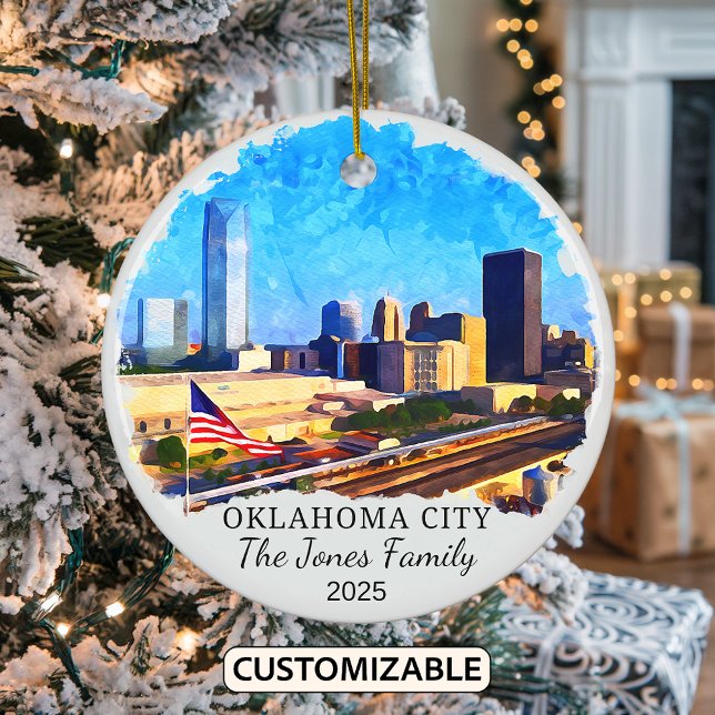 Personalised Oklahoma City Ornament, Oklahoma Ceramic Tree Decoration (Creator Uploaded)