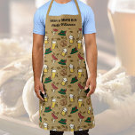 Personalised Oktoberfest Beer & Brats Guy Funny<br><div class="desc">Funny apron featuring an Oktoberfest themed pattern of beer steins,  bratwurst,  pretzels,  German hats.  Add two lines of custom text to personalise. Perfect for anyone who beer,  grilling and Oktoberfest.</div>