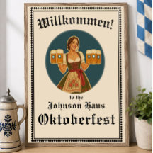 Personalised Oktoberfest Welcome Sign Bavarian Par