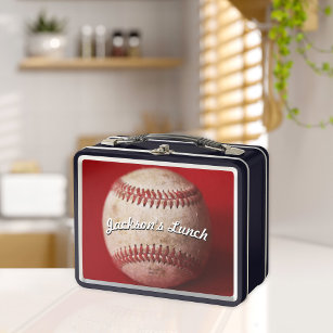 Personalised Old Baseball Metal Lunch Box