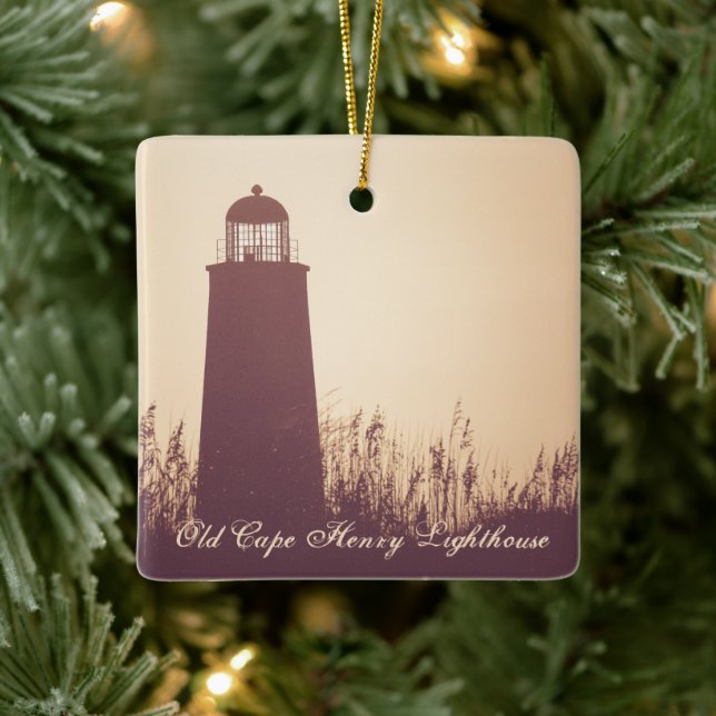 Personalised Old Cape Henry Lighthouse Christmas Ceramic Ornament (Tree)