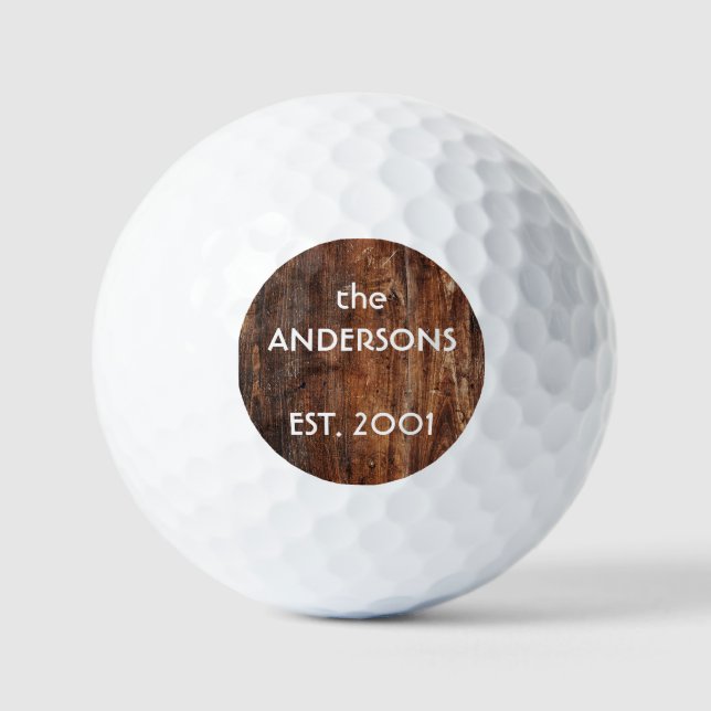 Personalised Old Rustic Wood Golf Balls (Front)