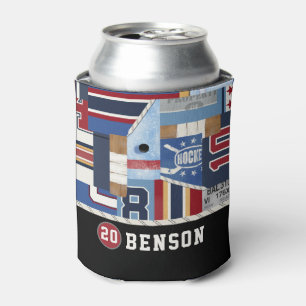 Personalised Old Time Ice Hockey Shirt Puck Can Cooler