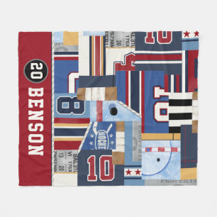 Personalised Old Time Ice Hockey Shirt Puck Throw Fleece Blanket