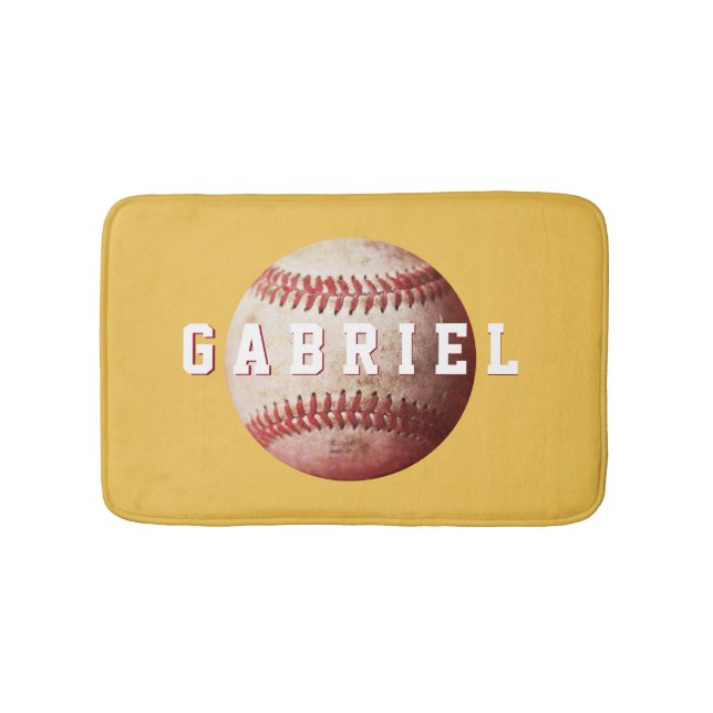 Personalised Old Weathered Baseball Bath Mat (Front)