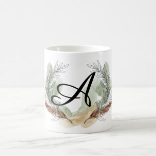 Personalised Olive Branch Monogram Mug Botanical