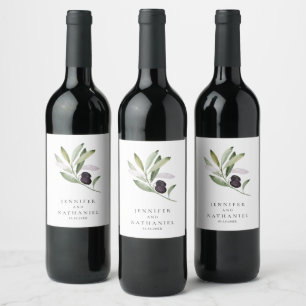 Personalised Olive Branch Wedding Wine Label