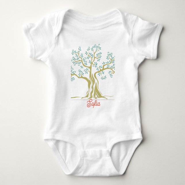 Personalised Olive Tree Baby Bodysuit – Nature (Front)