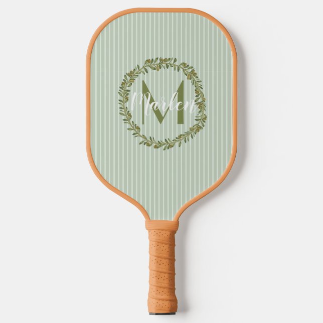 Personalised Olive Wreath Monogram  Pickleball Paddle (Front)