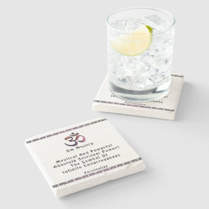 Personalised Om Meditation Mantra Symbol Quote Stone Coaster