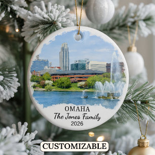 Personalised Omaha Ornament, Custom Nebraska Ceramic Tree Decoration