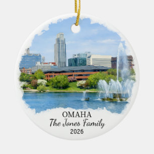 Personalised Omaha Ornament, Custom Nebraska Ceramic Tree Decoration