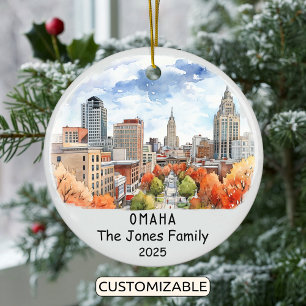 Personalised Omaha Ornament, Nebraska Ceramic Tree Decoration