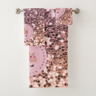 Personalised Ombre Glitter Unicorn Bath Towel Set