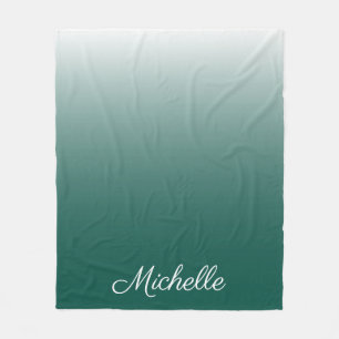 Personalised ombre gradient green fleece blanket