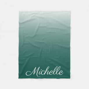 Personalised ombre gradient green fleece blanket