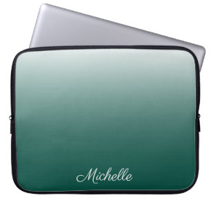Personalised ombre gradient green laptop sleeve