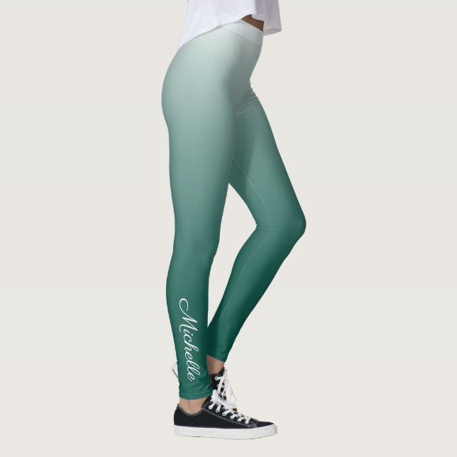 Personalised ombre gradient green leggings (Right)