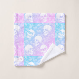 Personalised ombre pastel Goth Skulls Wash Cloth