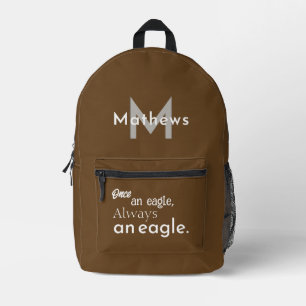 Personalised Once an Eagle, Always an Eagle. Brown Printed Backpack