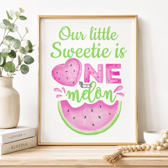 Personalised One in a Melon Birthday Welcome Sign  (Party Sign)