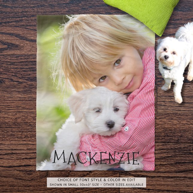 Personalised One Photo Name Fleece Blanket (Creator Uploaded)