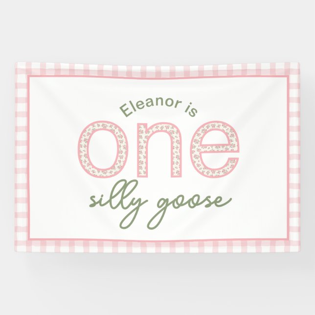 Personalised "One Silly Goose" Party Sign - Banner (Horizontal)