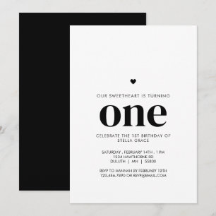 Personalised One Sweetheart First Birthday Invitation
