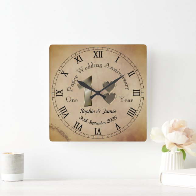 Personalised One Year Wedding Anniversary Clock  (Home)