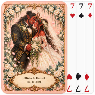 Personalised Oni Bride and Groom Wedding Favour Playing Cards