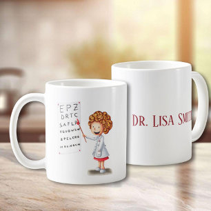 Personalised optometrist and nurse illustrated mug