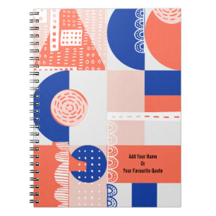 PERSONALISED Orange and Blue Abstract Pattern Notebook