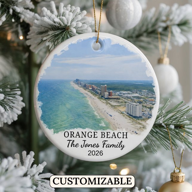 Personalised Orange Beach Ornament, Custom Alabama Ceramic Tree Decoration (Creator Uploaded)