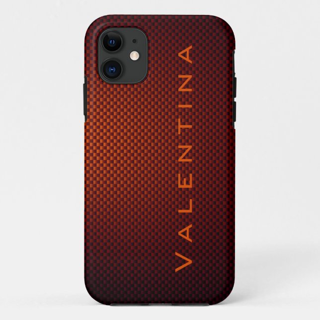 Personalised Orange Black carbon fibre patterned Case-Mate iPhone Case (Back)
