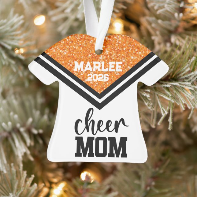 Personalised Orange & Black Cheer Mum Ornament  (Tree)