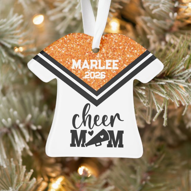 Personalised Orange & Black Cheer Mum Ornament  (Tree)