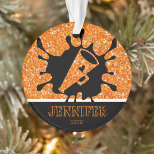 Personalised Orange & Black Cheerleading Ornament 