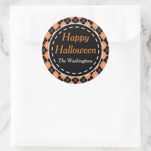 Personalised Orange Black Happy Halloween Stickers