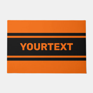 Personalised Orange Black Racing Stripes Doormat