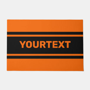 Personalised Orange Black Racing Stripes Doormat