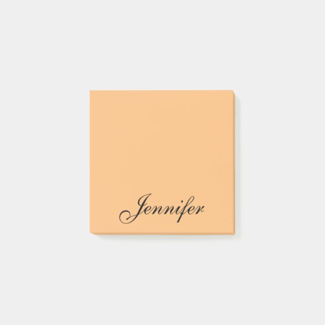 Personalised Orange Black Script Name Post-it Notes (Front)
