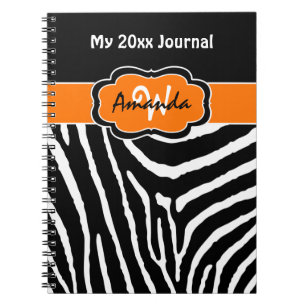 Personalised Orange Black White Zebra Journal 2