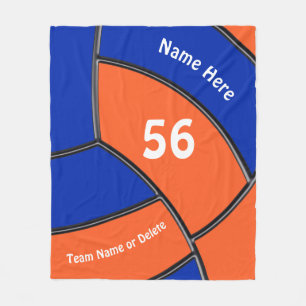 Personalised Orange Blue Volleyball Throw Blankets