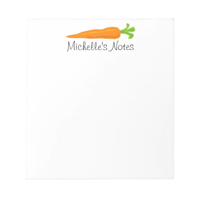 Personalised orange carrot notepad for recipes etc (Front)