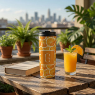 Personalised Orange Citrus Monogram  Thermal Tumbler