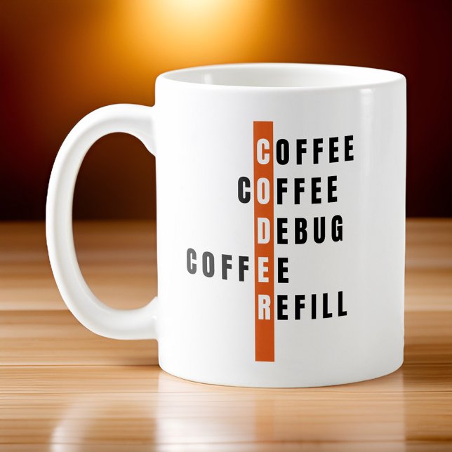Personalised Orange Coffee Debug Refill Coder Mug (Creator Uploaded)