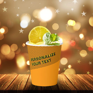 Personalised Orange Cool Modern Simple Neon Party Paper Cups