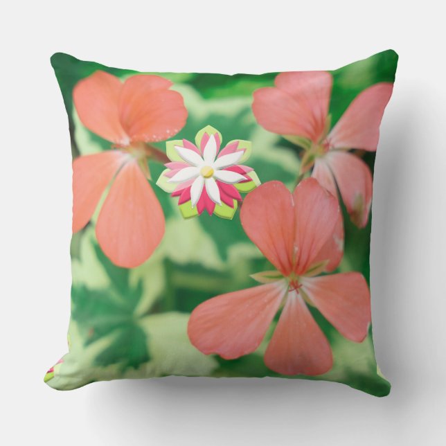 Personalised Orange Flower Garden Soft Pillow (Front)