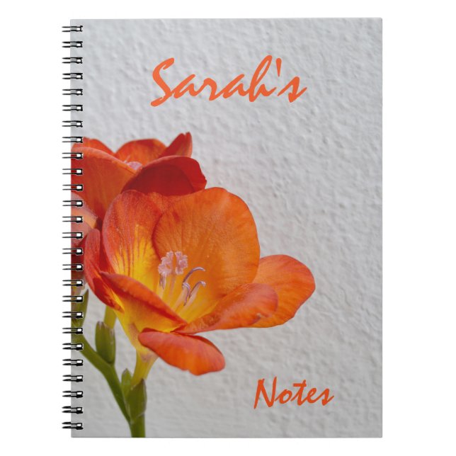 Personalised Orange Fressia Notebook (Front)