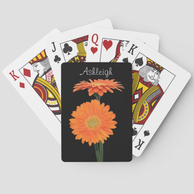 Personalised Orange Gerbera Daisies Playing Cards (Back)